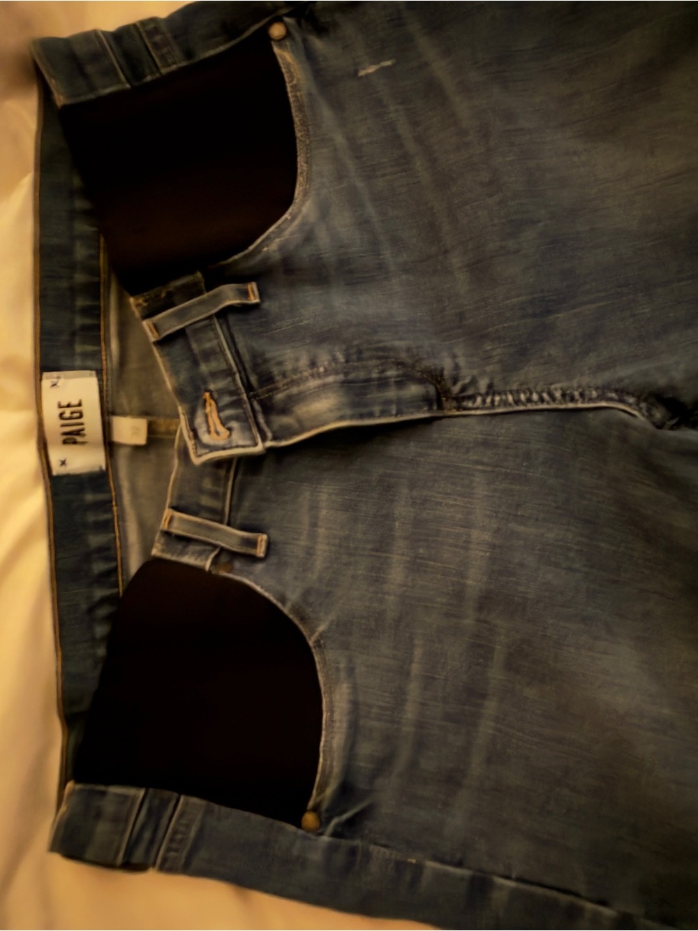 PAIGE Dark Blue Distressed Skinny Maternity Jeans